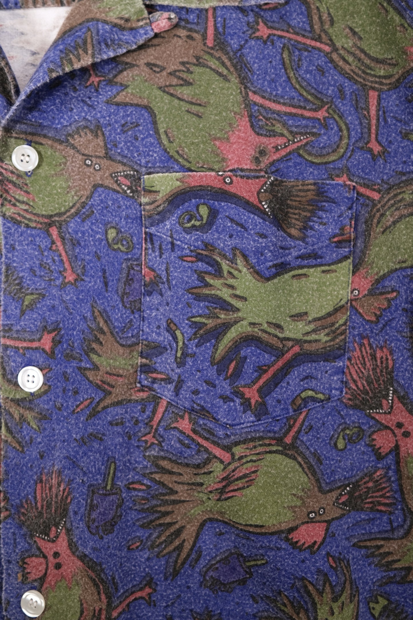 Reg Mombassa "Violent Hen" Vintage Cotton Felt Mambo Shirt 111
