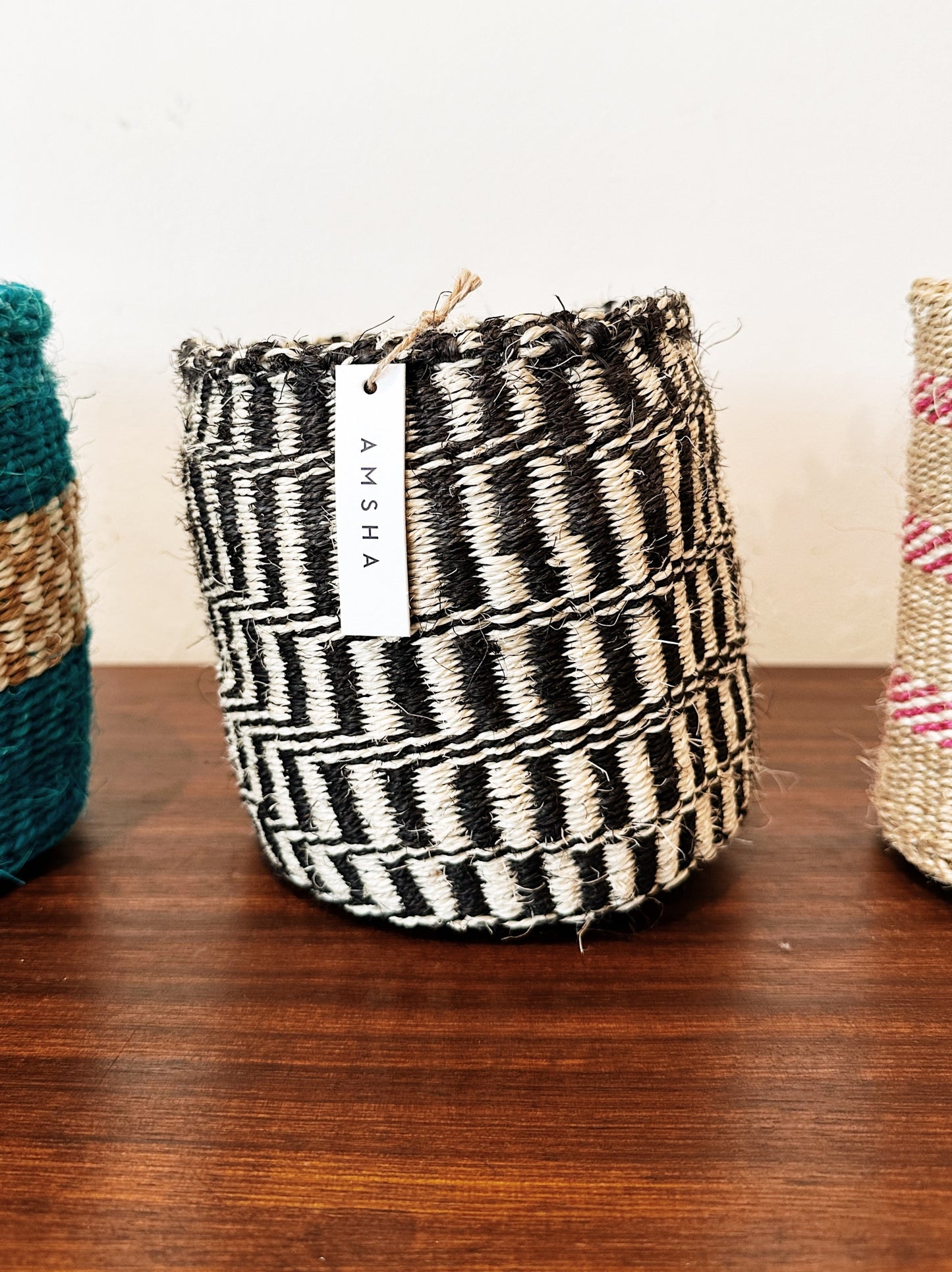 Amsha Kenyan Bookshelf Storage Plant Basket / Neutral