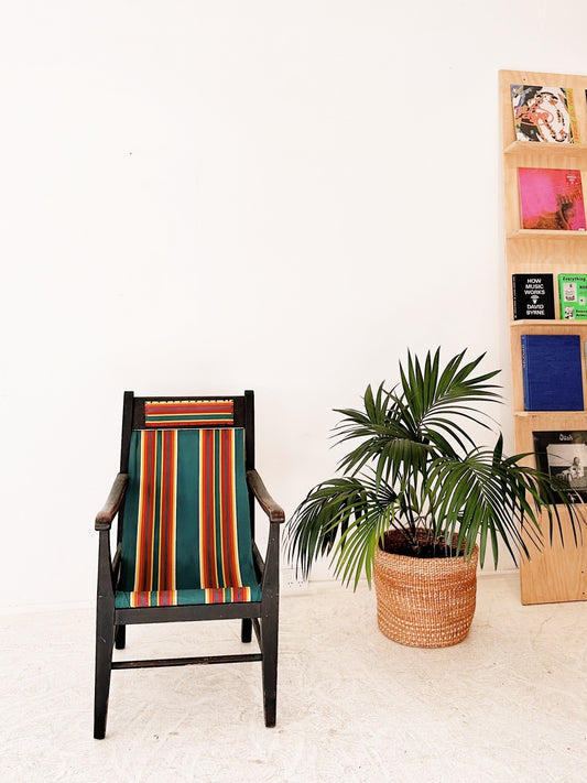 40s Vintage Striped Canvas Sling Armchair