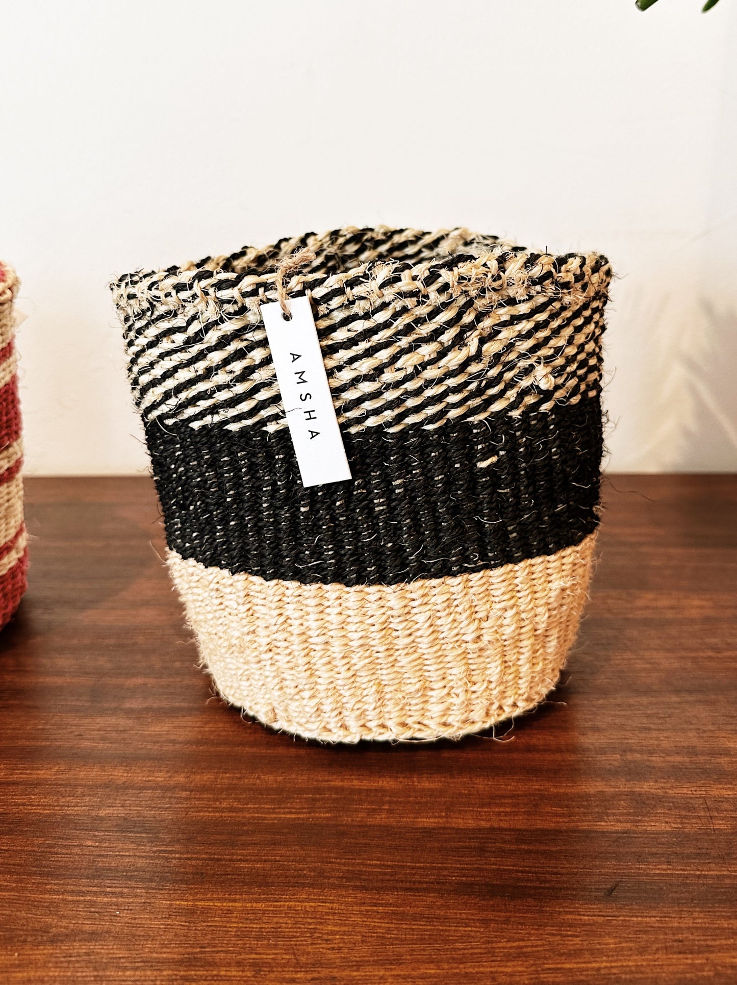 Amsha Kenyan Bookshelf Storage Plant Basket / Neutral