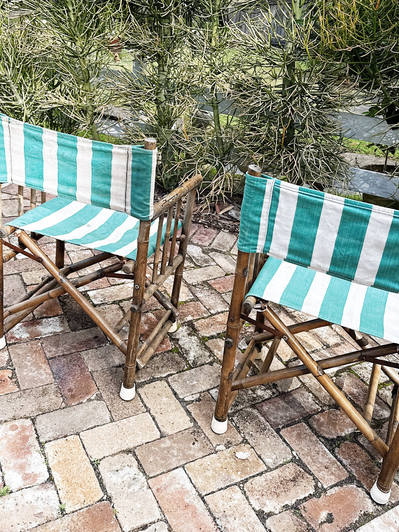 50s 60s Vintage Bamboo Cane Director’s Chairs / Set of 2