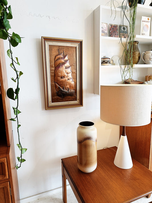 70s Vintage Handmade Ship Copper Art