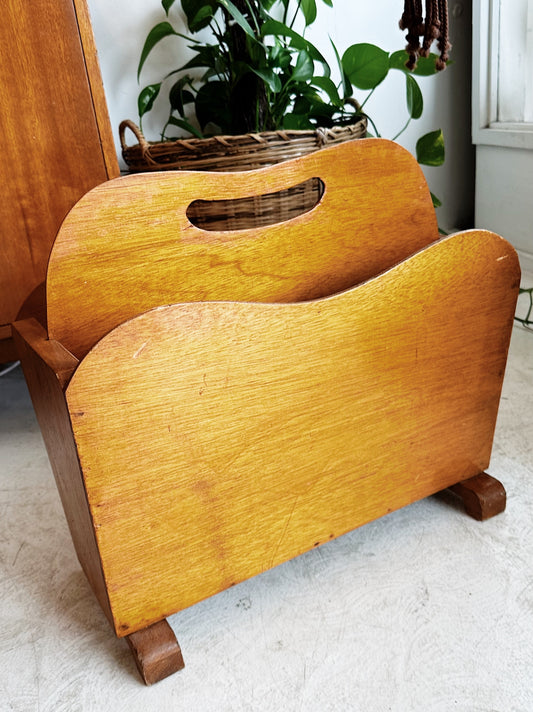 70s Vintage Handmade Wooden LP / Magazine Rack