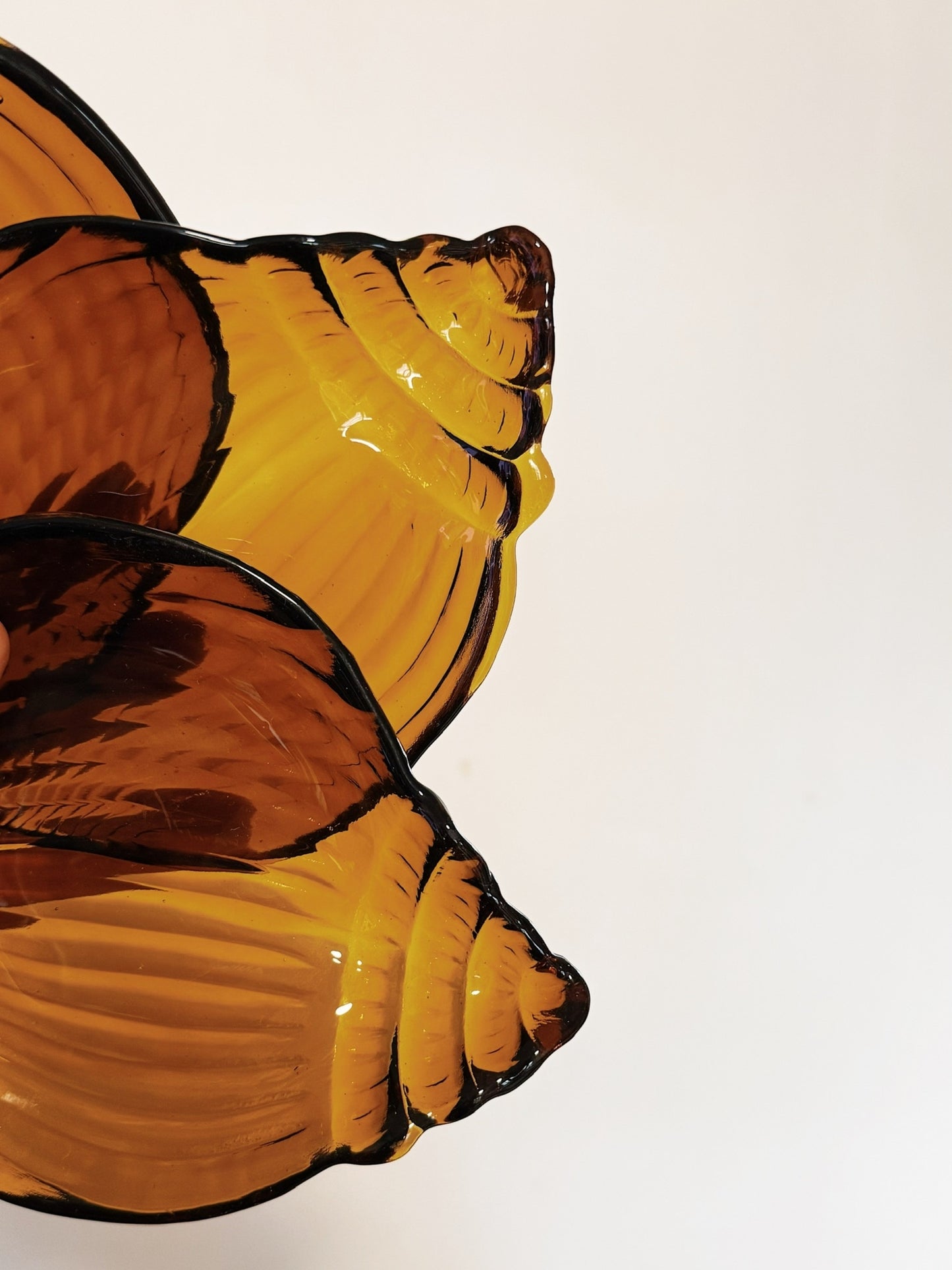 70s 80s Vintage Amber Glass Shell Keep Alls / Plates
