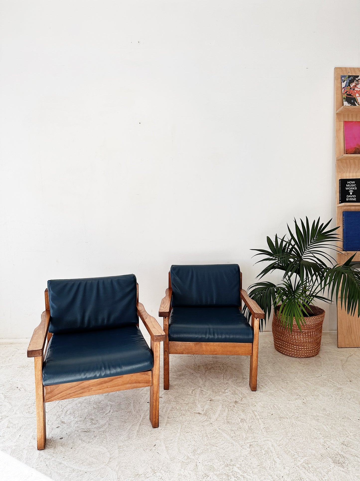 70s Vintage Mid Century Pine Armchairs / Set of 2
