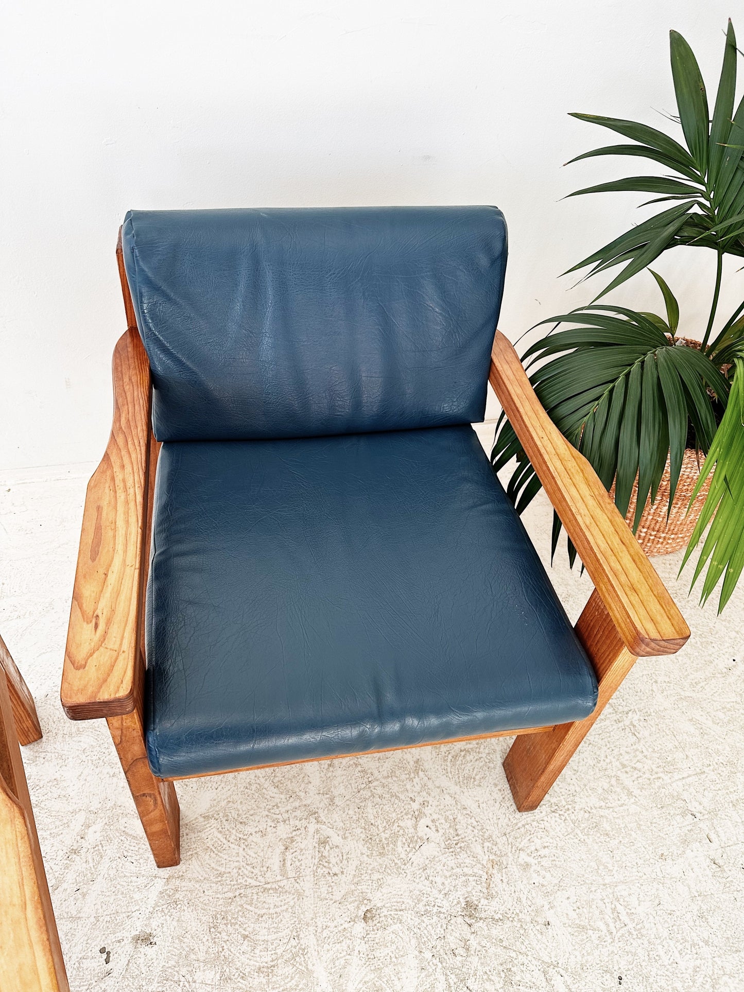 70s Vintage Mid Century Pine Armchairs / Set of 2