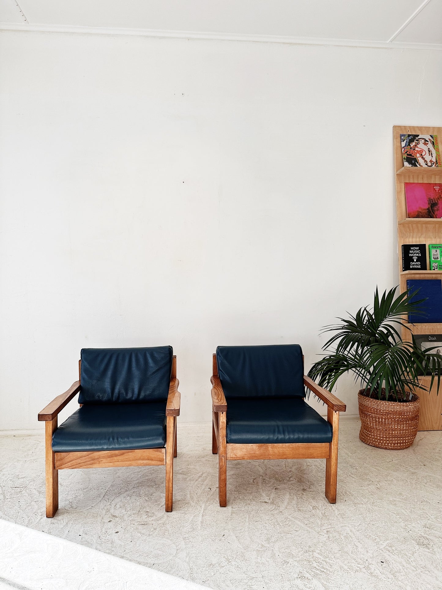 70s Vintage Mid Century Pine Armchairs / Set of 2