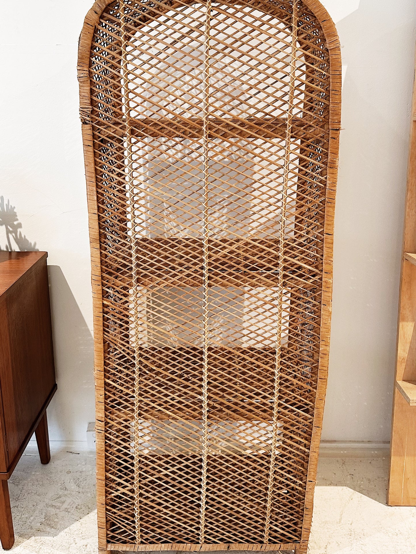 70s Vintage Peacock Cane Bookshelf
