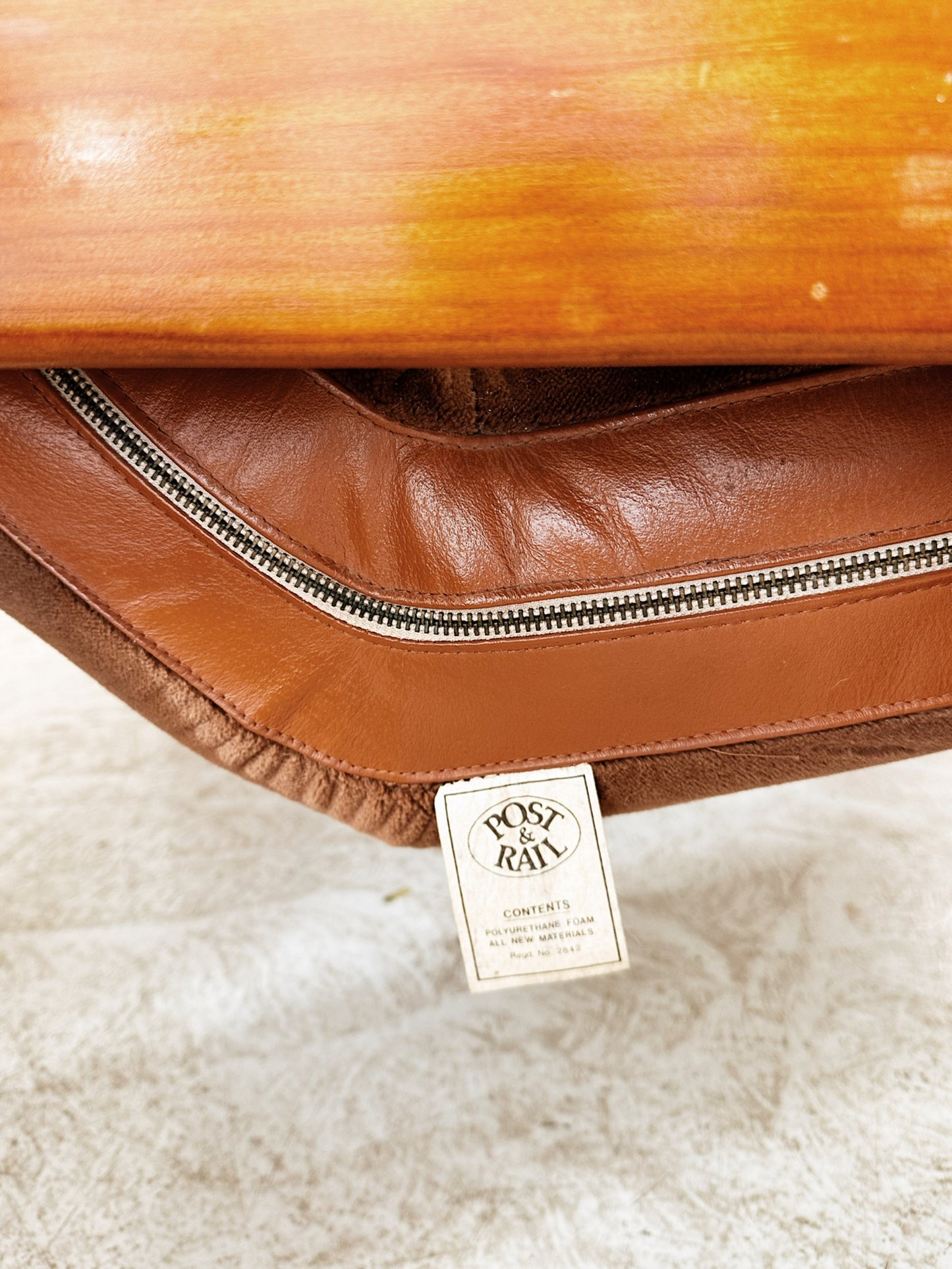 70s Vintage Post & Rail Modular Two Seater Sofa & Armchair with Coffee Table