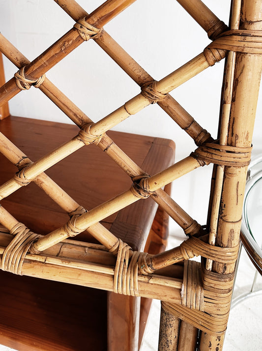 70s Vintage Rattan Cane Single Bedhead