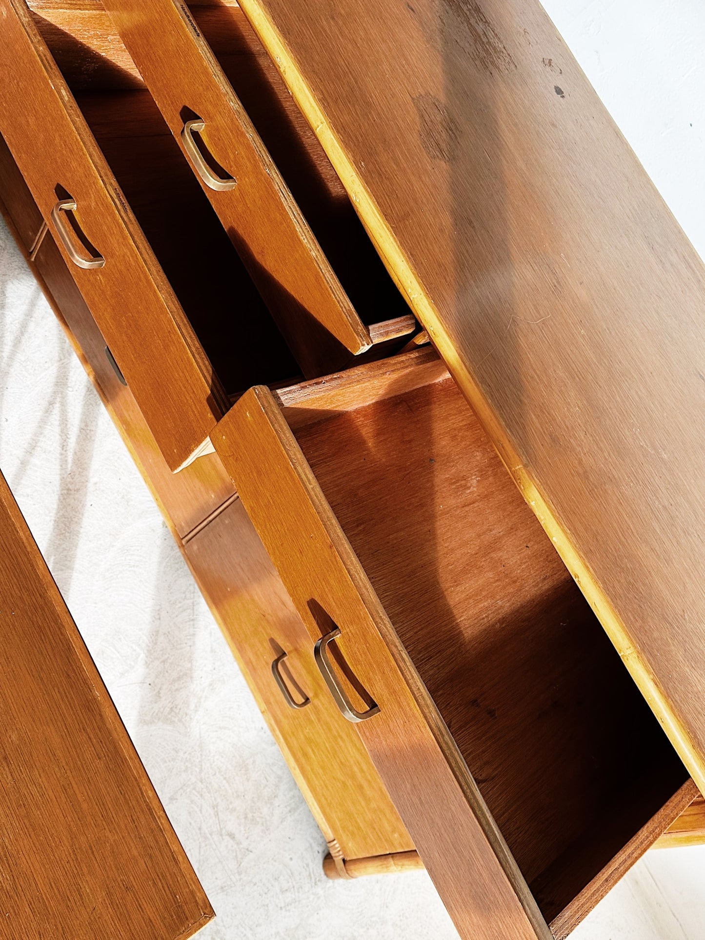 70s Vintage Rattan Chest of Drawers & 2 x Bedside Tables