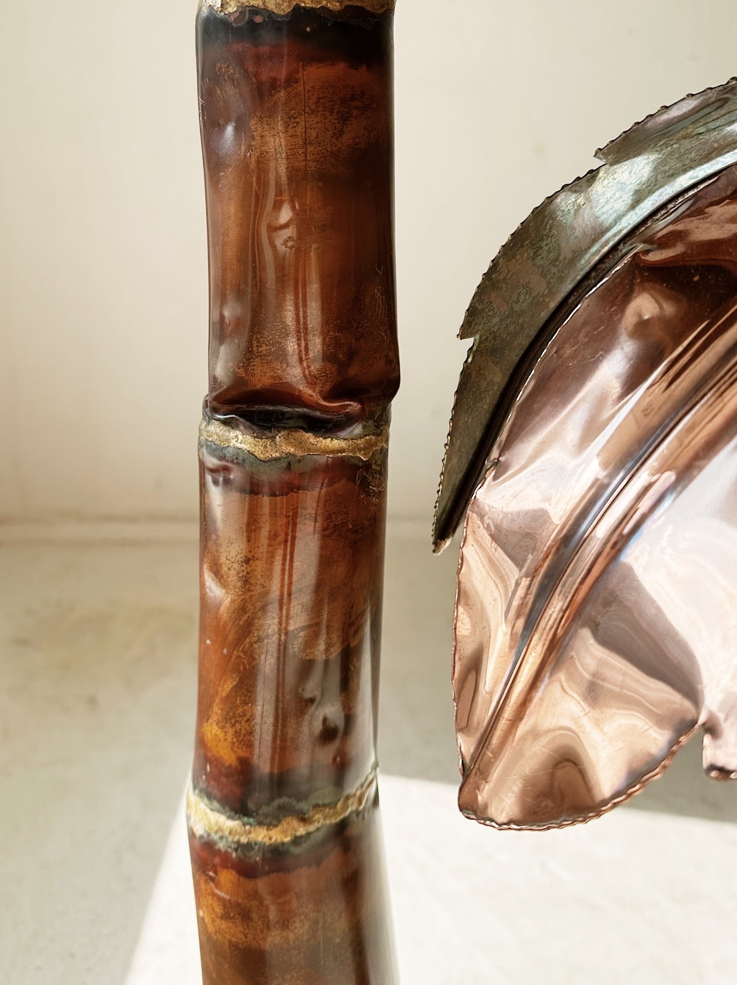 Rare 70s Vintage Italian Brass & Copper Palm Tree Floor Lamp