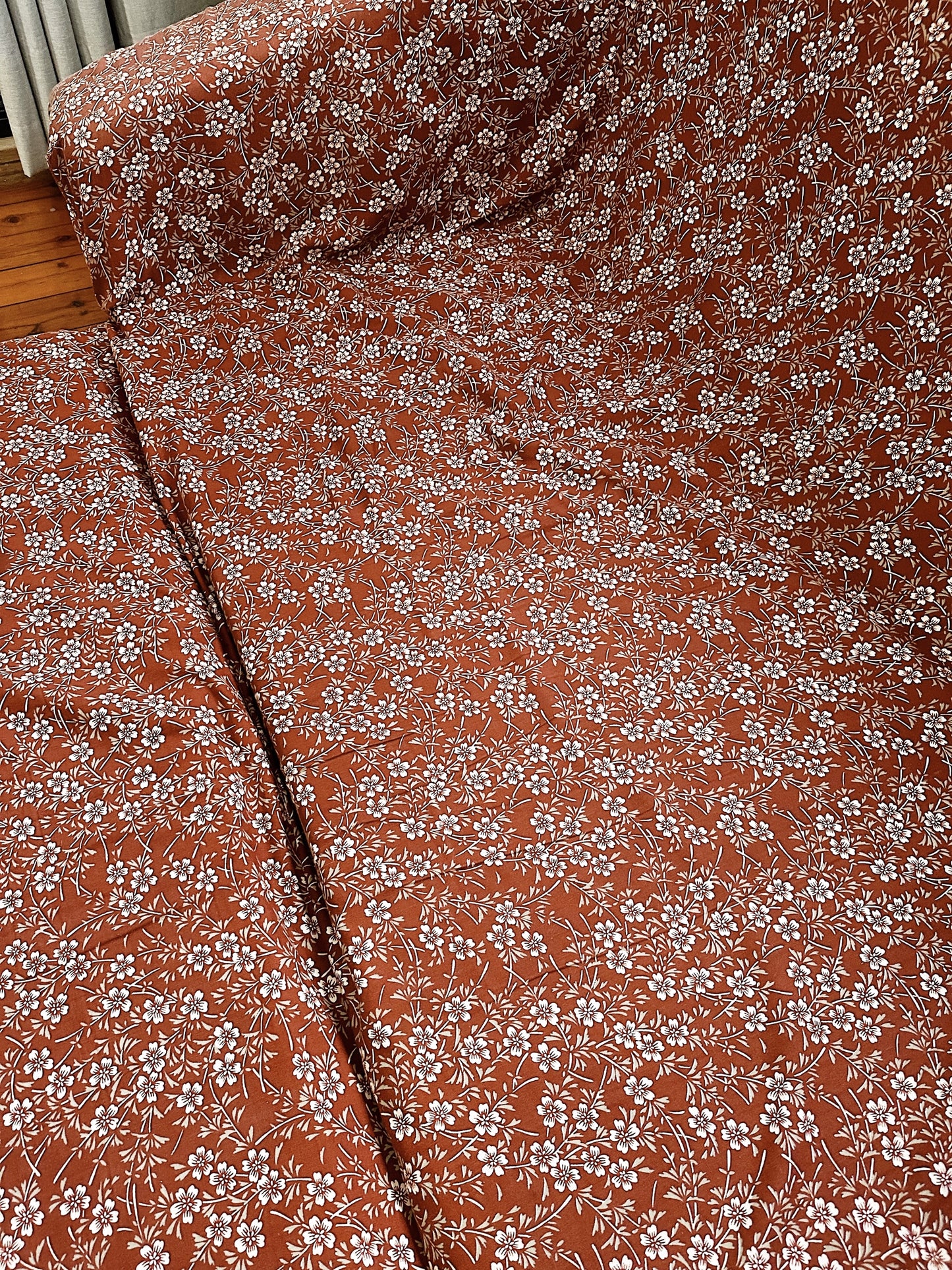 80s Vintage Quilted Floral Foam Foldout Sofa Bed