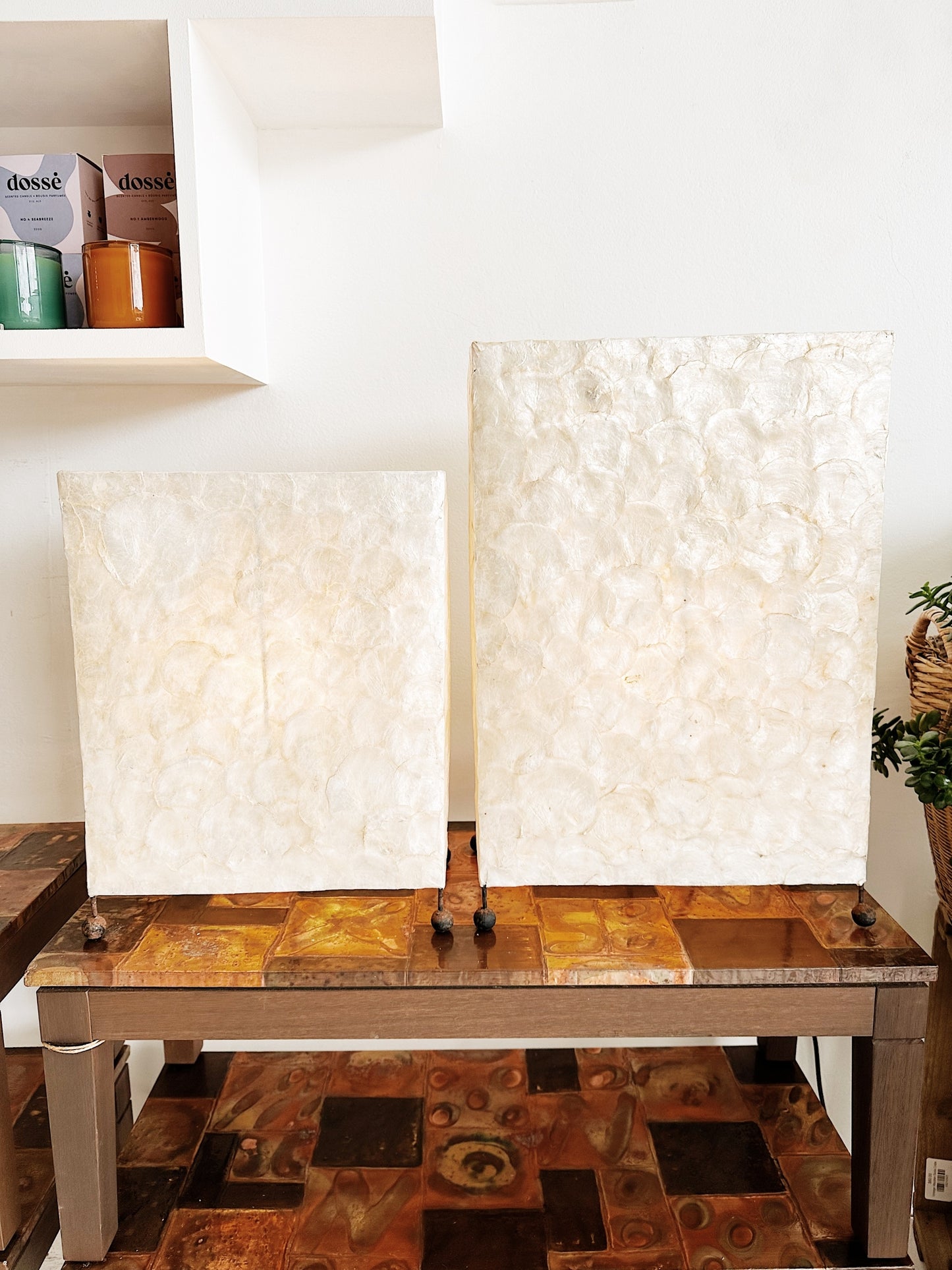 80s Vintage Mother Of Pearl Box Lamp