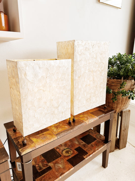 80s Vintage Mother Of Pearl Box Lamp
