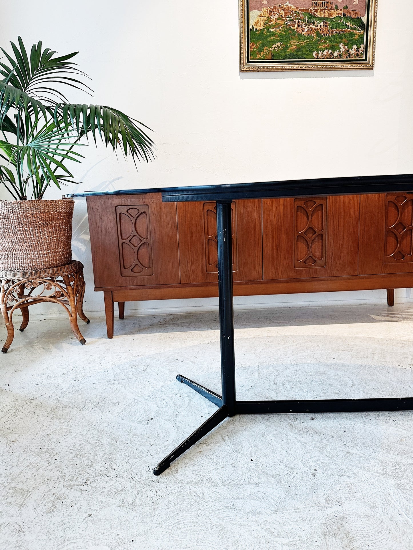 80s Vintage Ultra Furniture Smoked Glass Dining Table