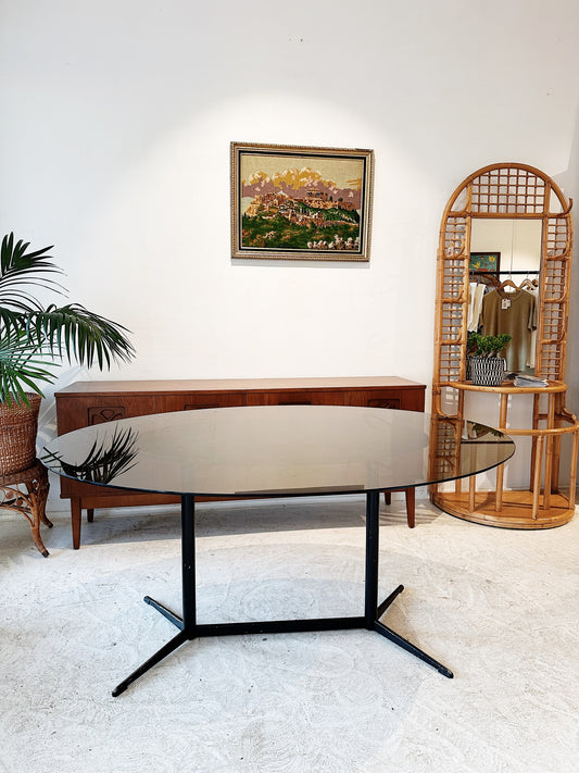 80s Vintage Ultra Furniture Smoked Glass Dining Table