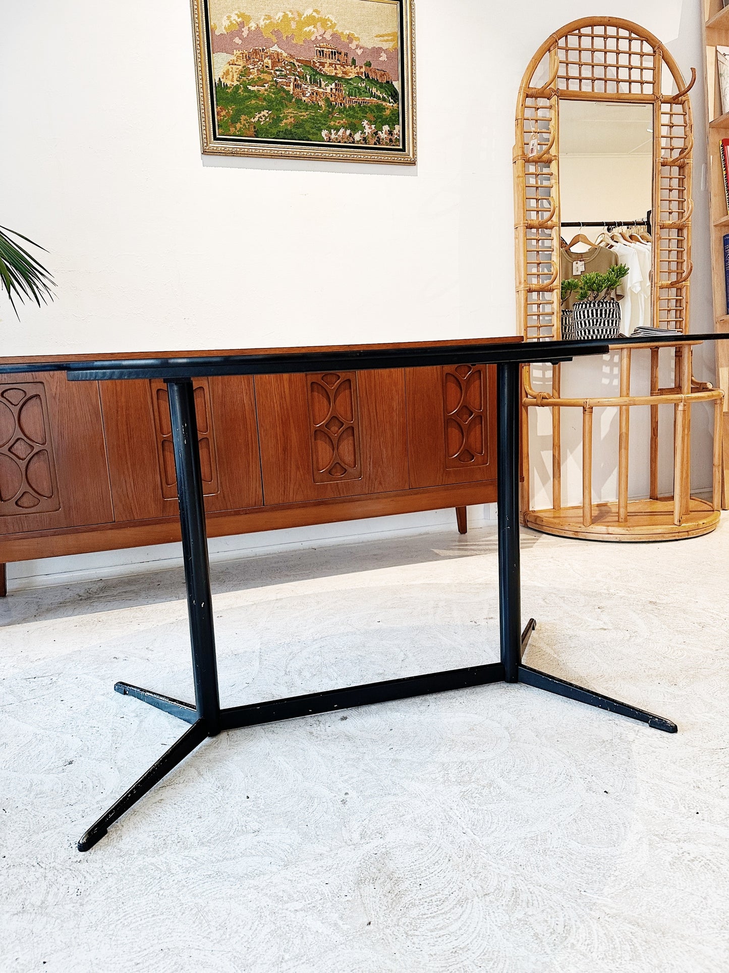 80s Vintage Ultra Furniture Smoked Glass Dining Table