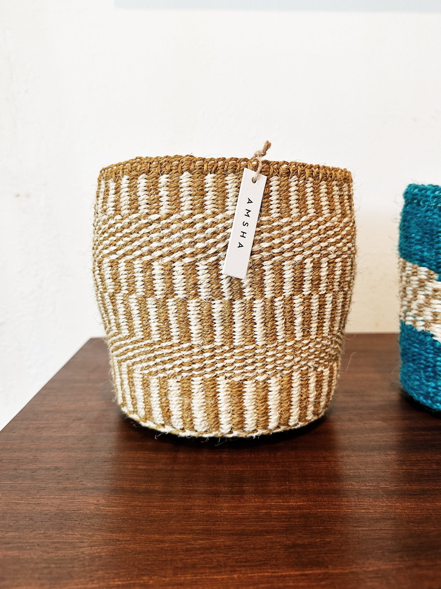 Amsha Kenyan Bookshelf Storage Plant Basket / Neutral