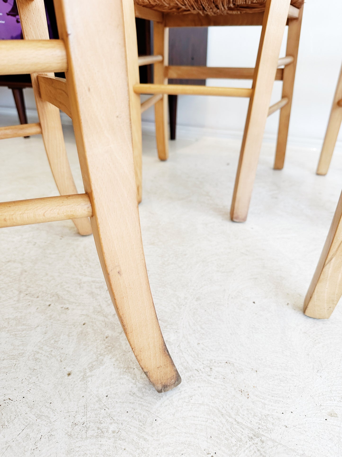 90s Vintage Beech & Rush Dining Chairs / $100 each / 6 available