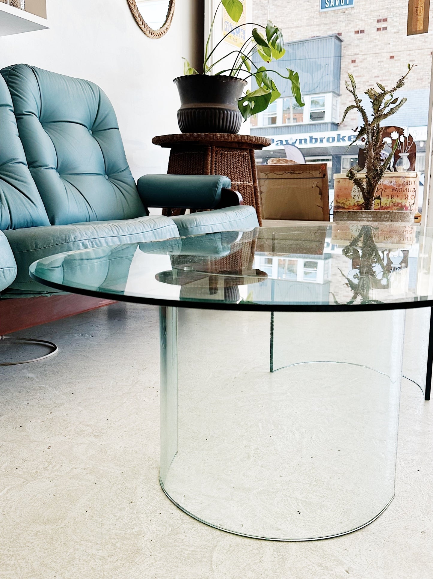 90s Vintage Italian Style Curved Glass Coffee Table