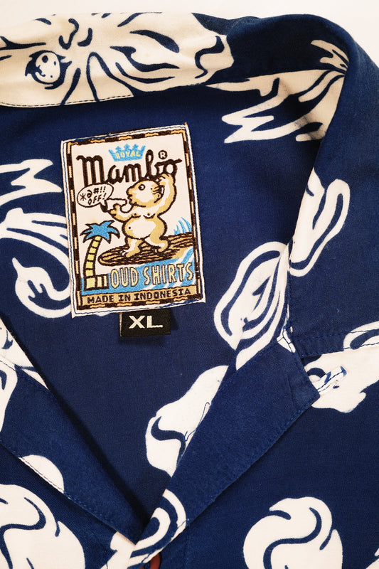 Stephen Bliss "Hyperbiscus" Vintage Mambo Loud Shirt (Blue) 82