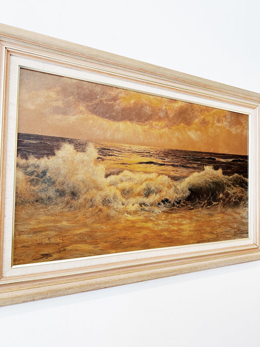 Vintage Ed Mandon Glistening Surf Textured Lithograph Print