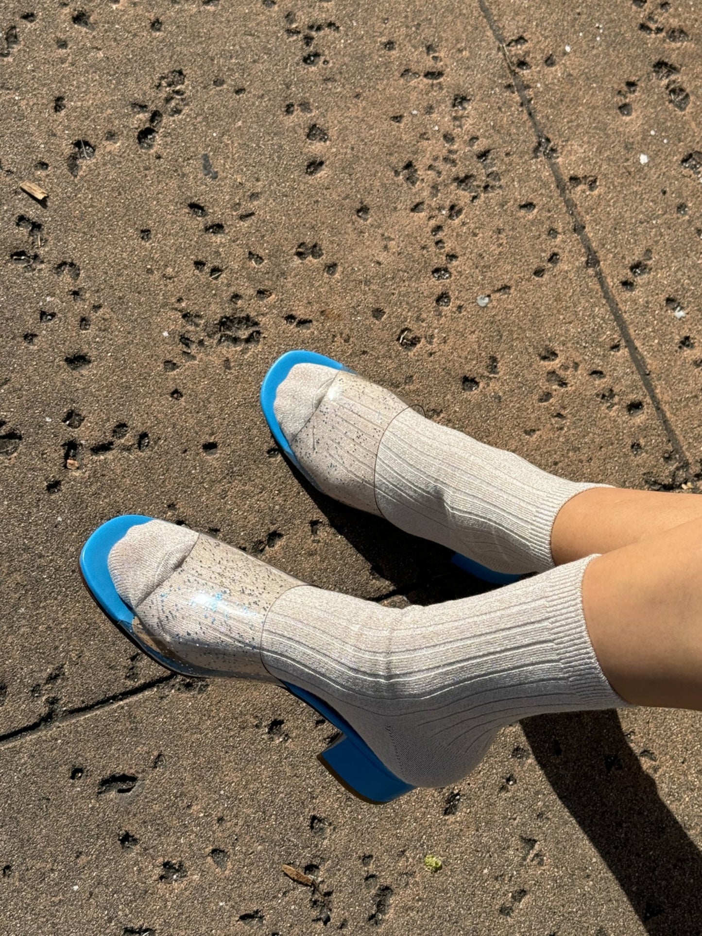 Le Bon Shoppe Her Socks / Ivory Gold Glitter
