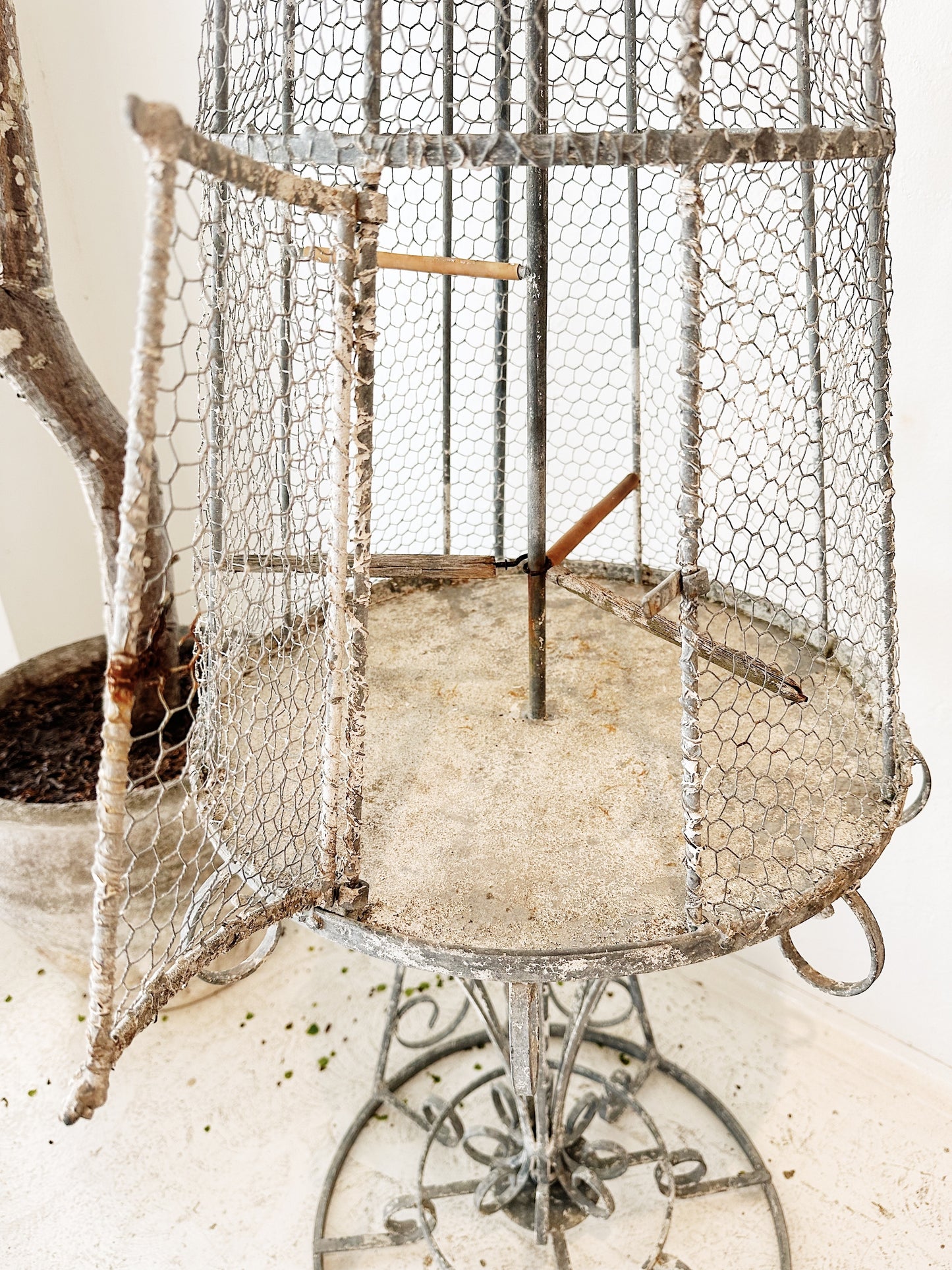 Unique Mid Century Stand-Hanging Birdcage