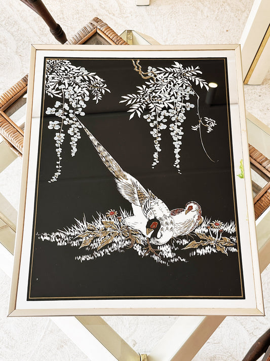 Vintage Oriental Birds Printed Mirror