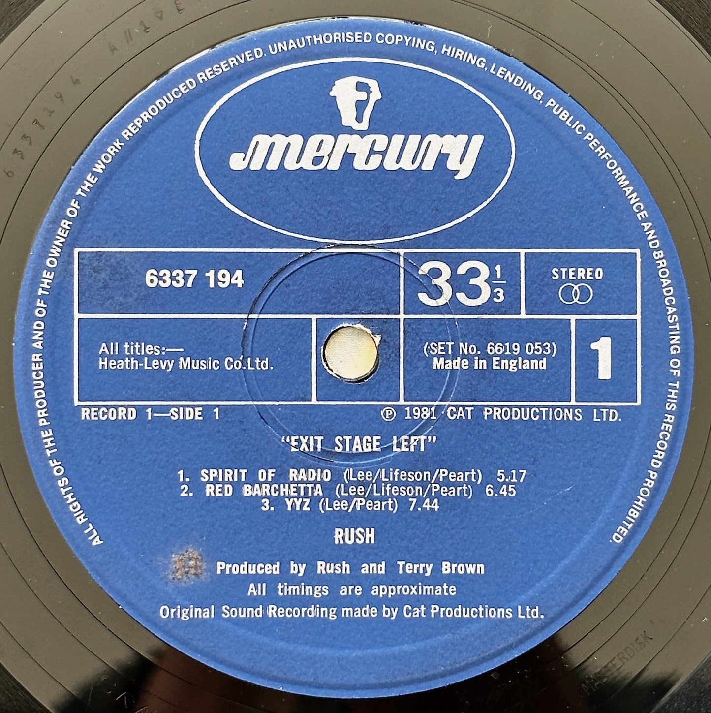 Rush / Exit... Stage Left LP