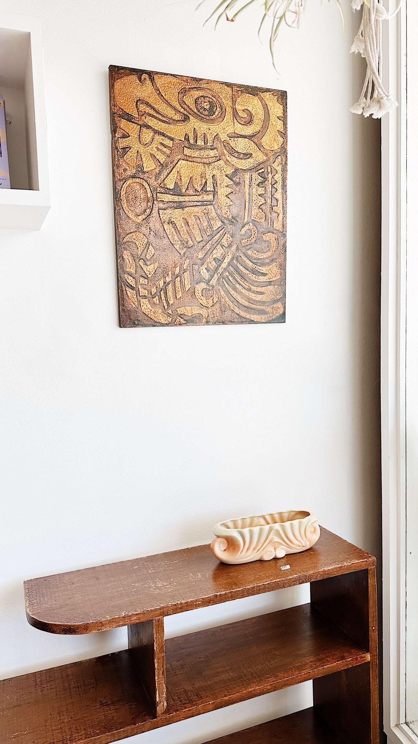 Vintage Abstract Folk Copper Art Wall Hanging