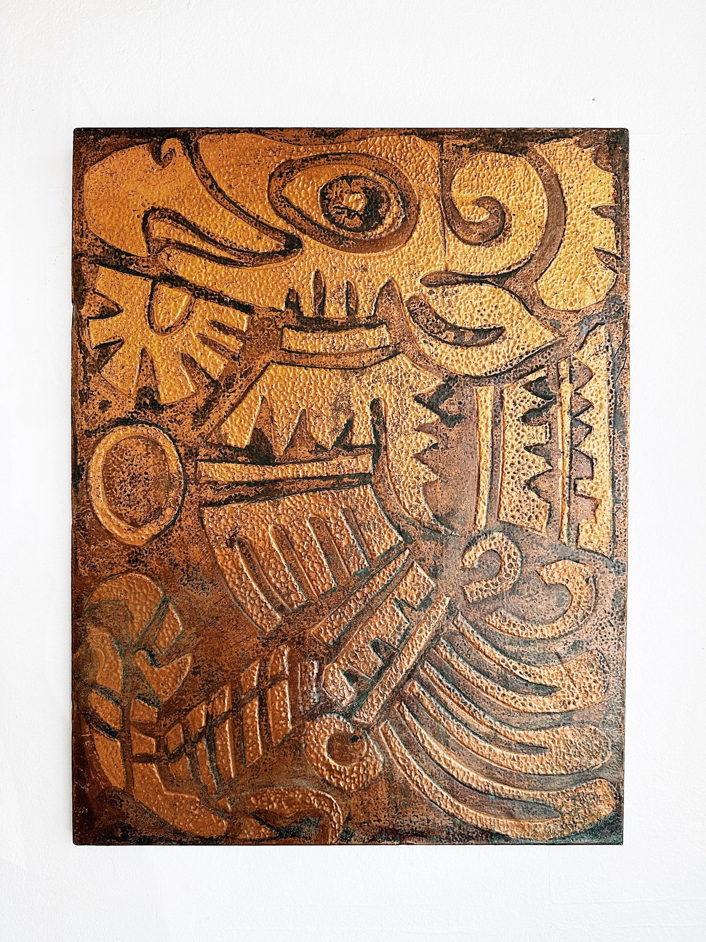 Vintage Abstract Folk Copper Art Wall Hanging
