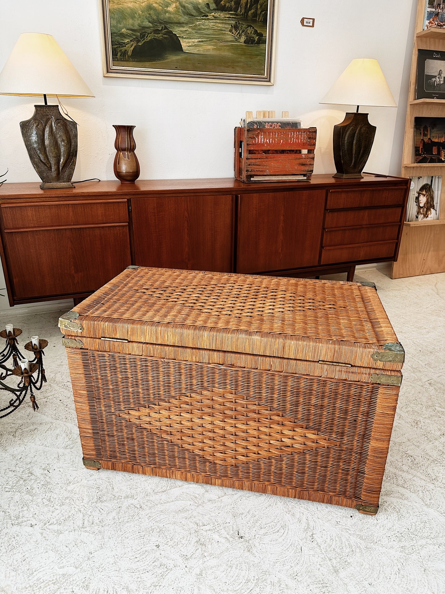 Vintage Cane Blanket Chest