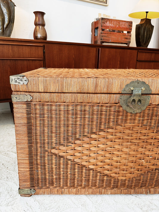 Vintage Cane Blanket Chest