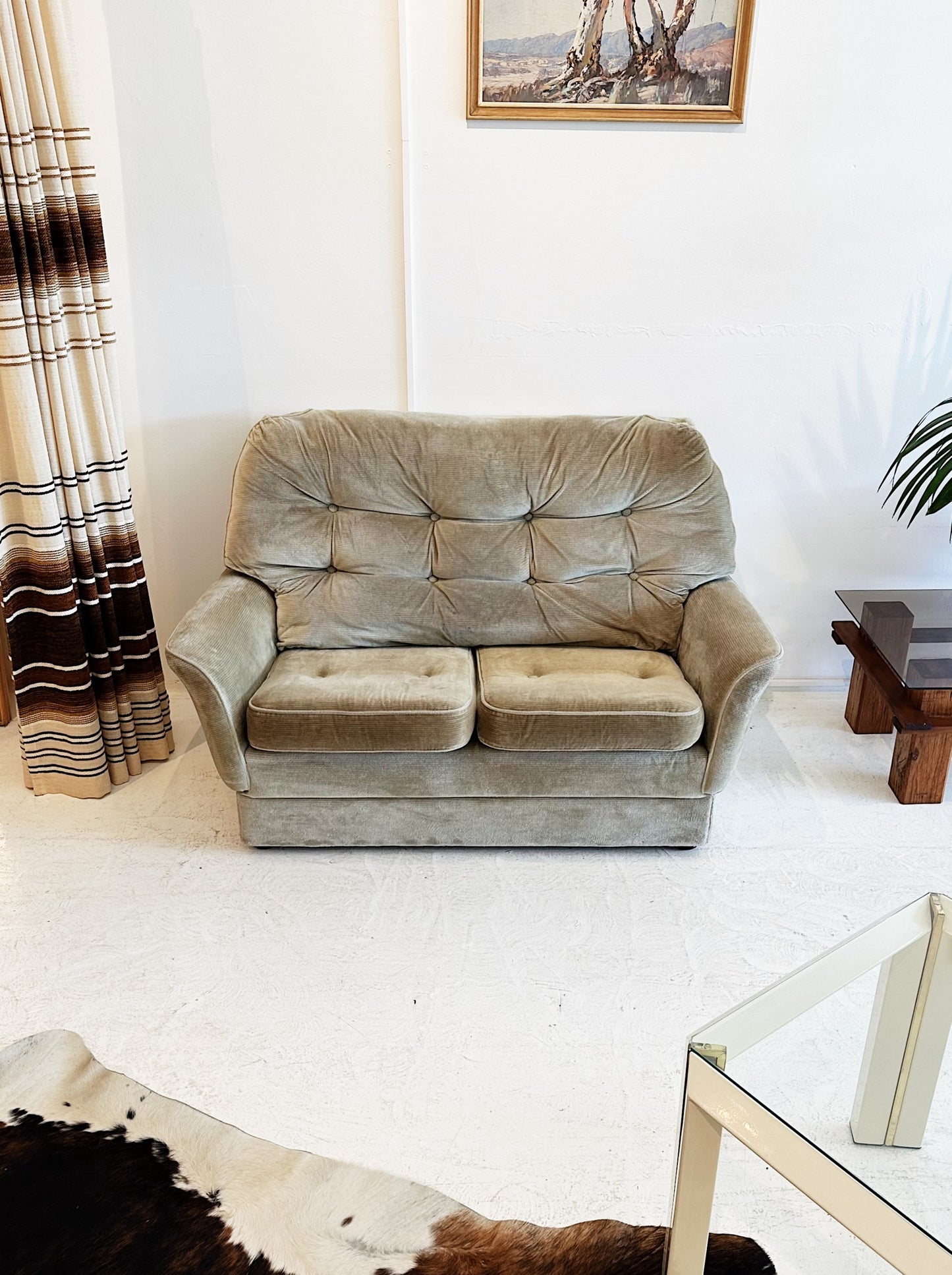 Vintage Fler Furniture Velour Two Seater Sofa