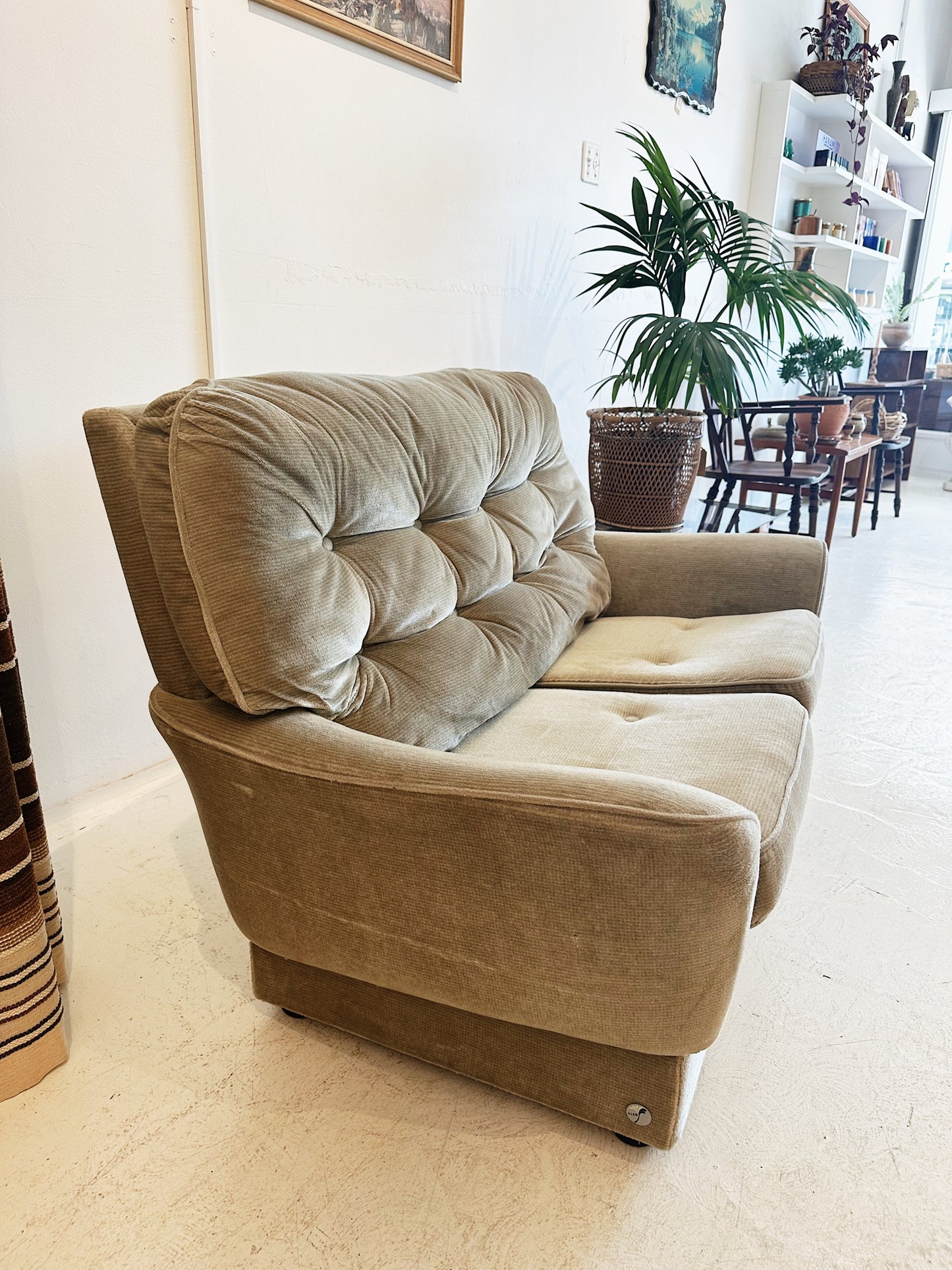 Vintage Fler Furniture Velour Two Seater Sofa