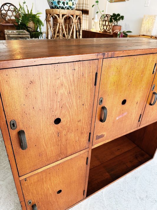 Vintage Industrial Wooden School Lockers