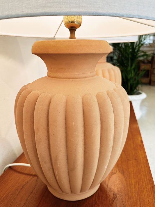 Vintage Italian Terracotta Ceramic Table Lamp / 2 Available