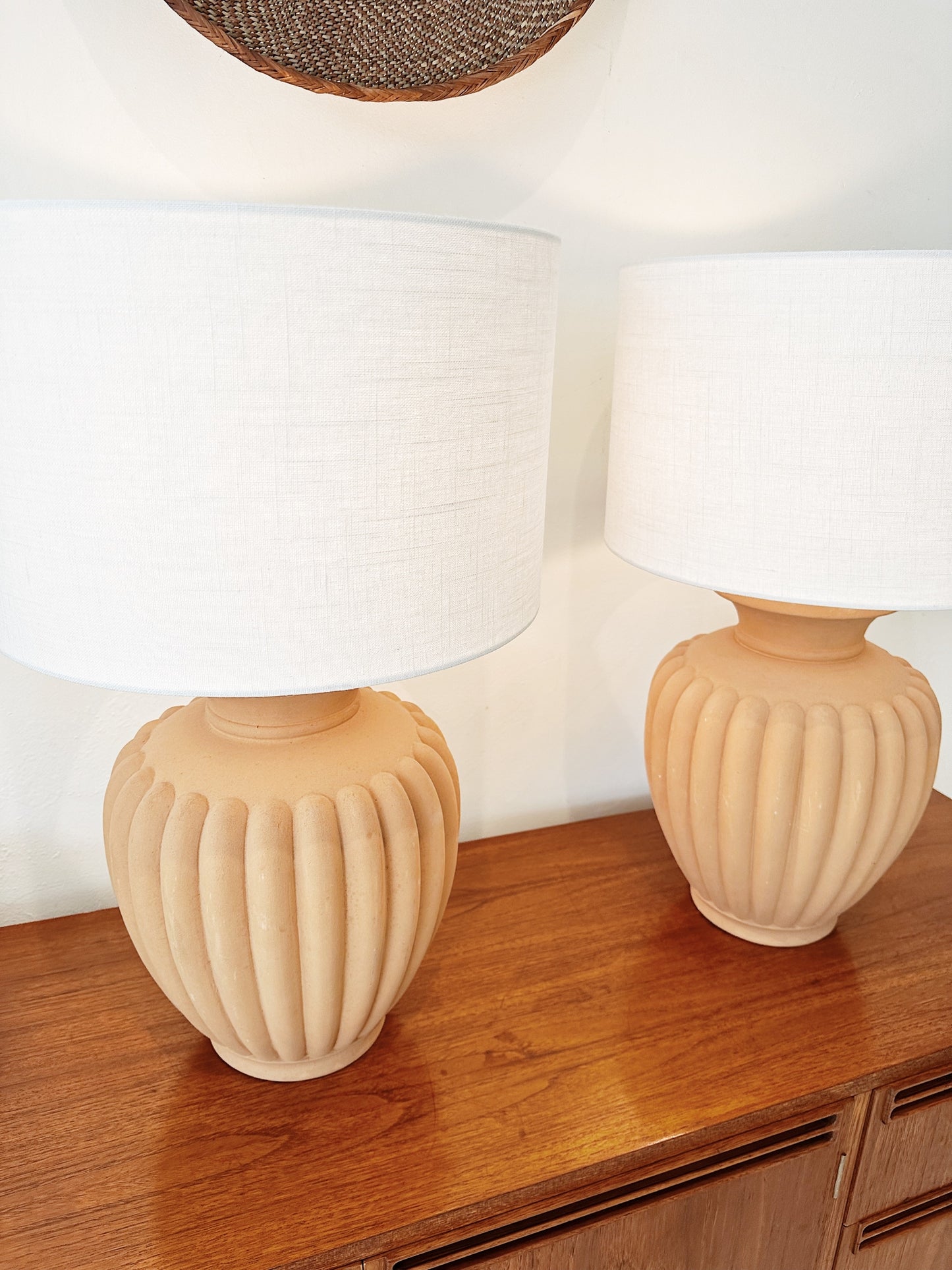 Vintage Italian Terracotta Ceramic Table Lamp / 2 Available