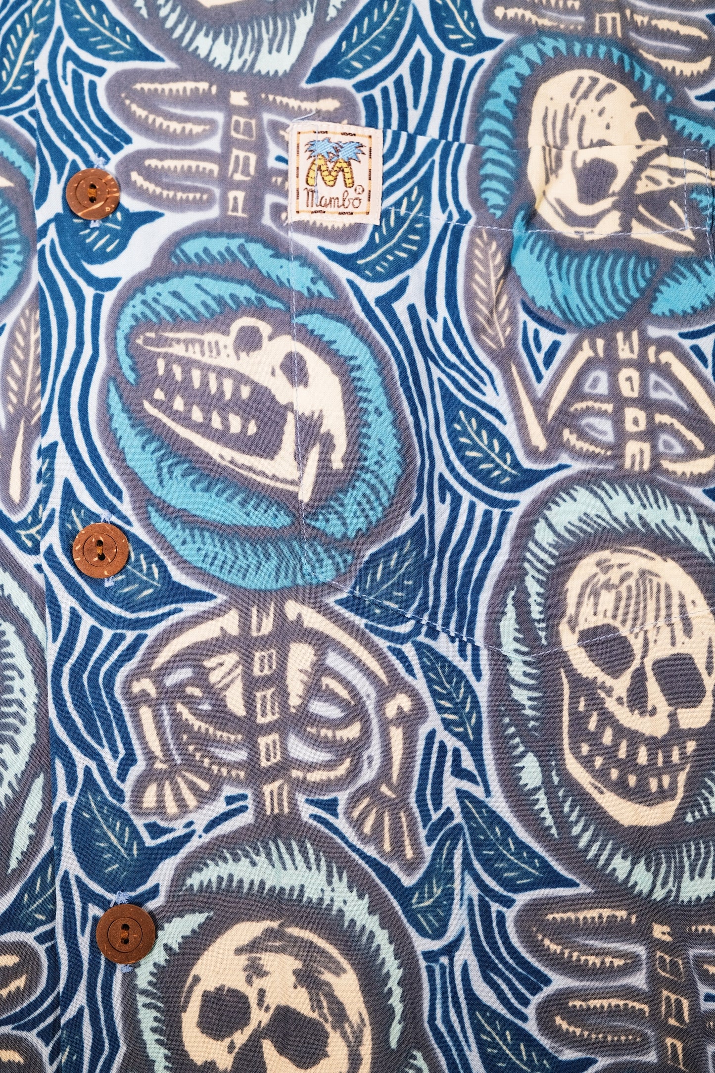 Bruce Goold "Blue Skull" Vintage Mambo Loud Shirt 78