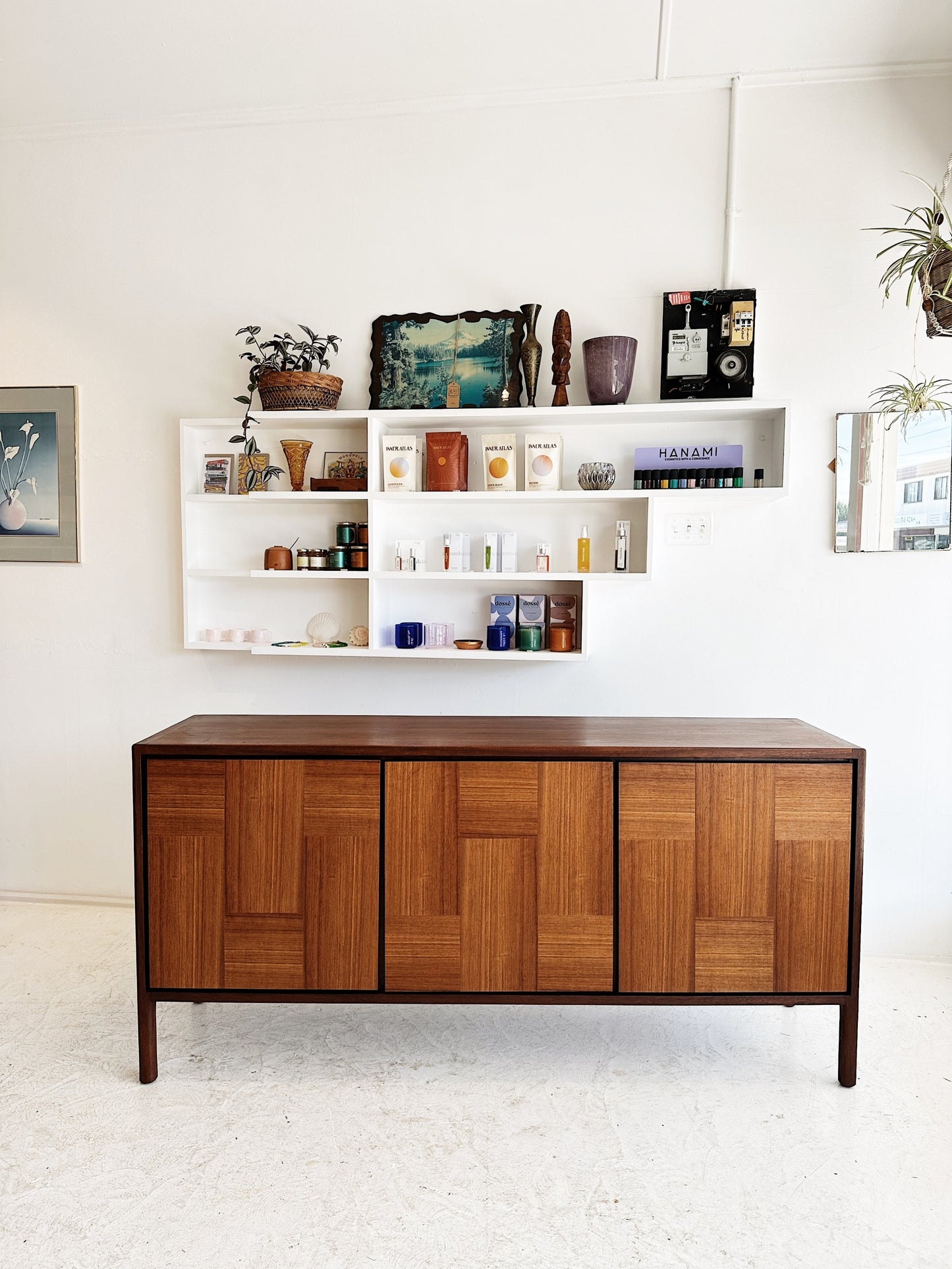 Vintage Mid Century Modern Parquetry Sideboard