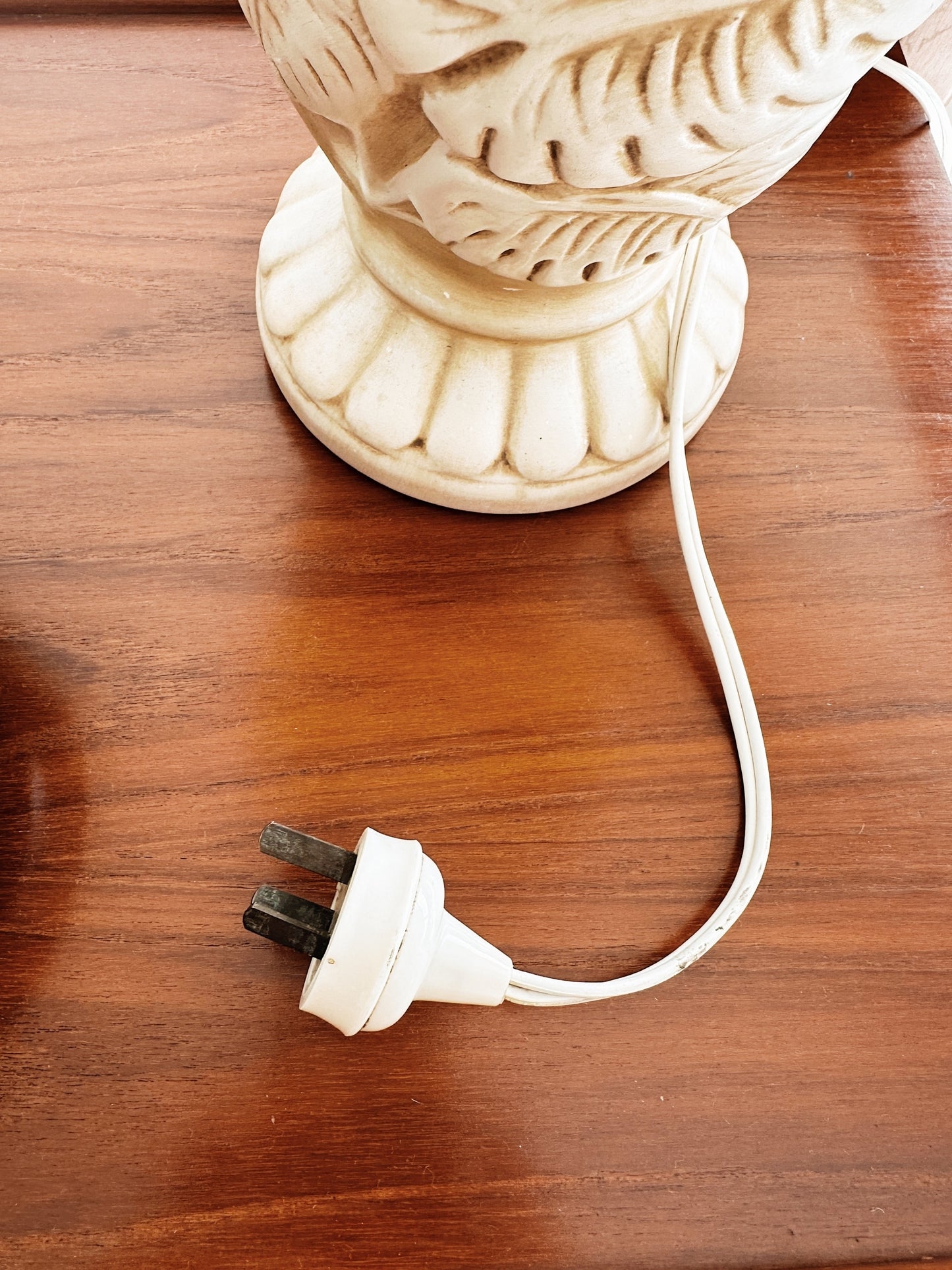 Vintage Monstera Lamp w/ Handmade Raffia Shade by Tikifeva