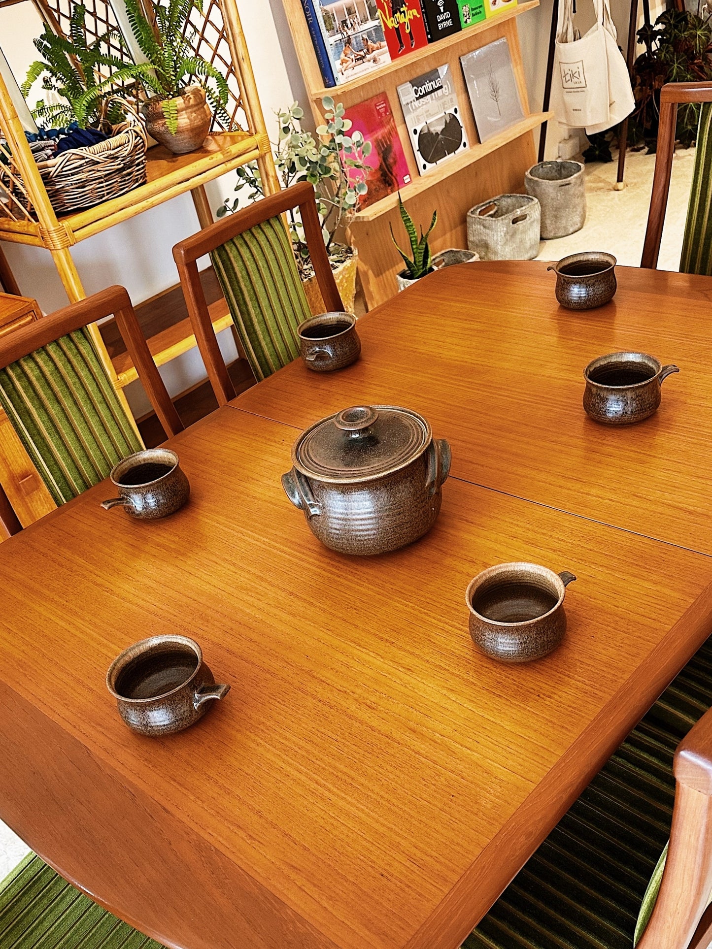 Vintage Pottery Soup Pot & 6 Soup Bowls