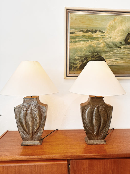 Vintage Pressed Metal Urchin Lamp / 2 AVAILABLE