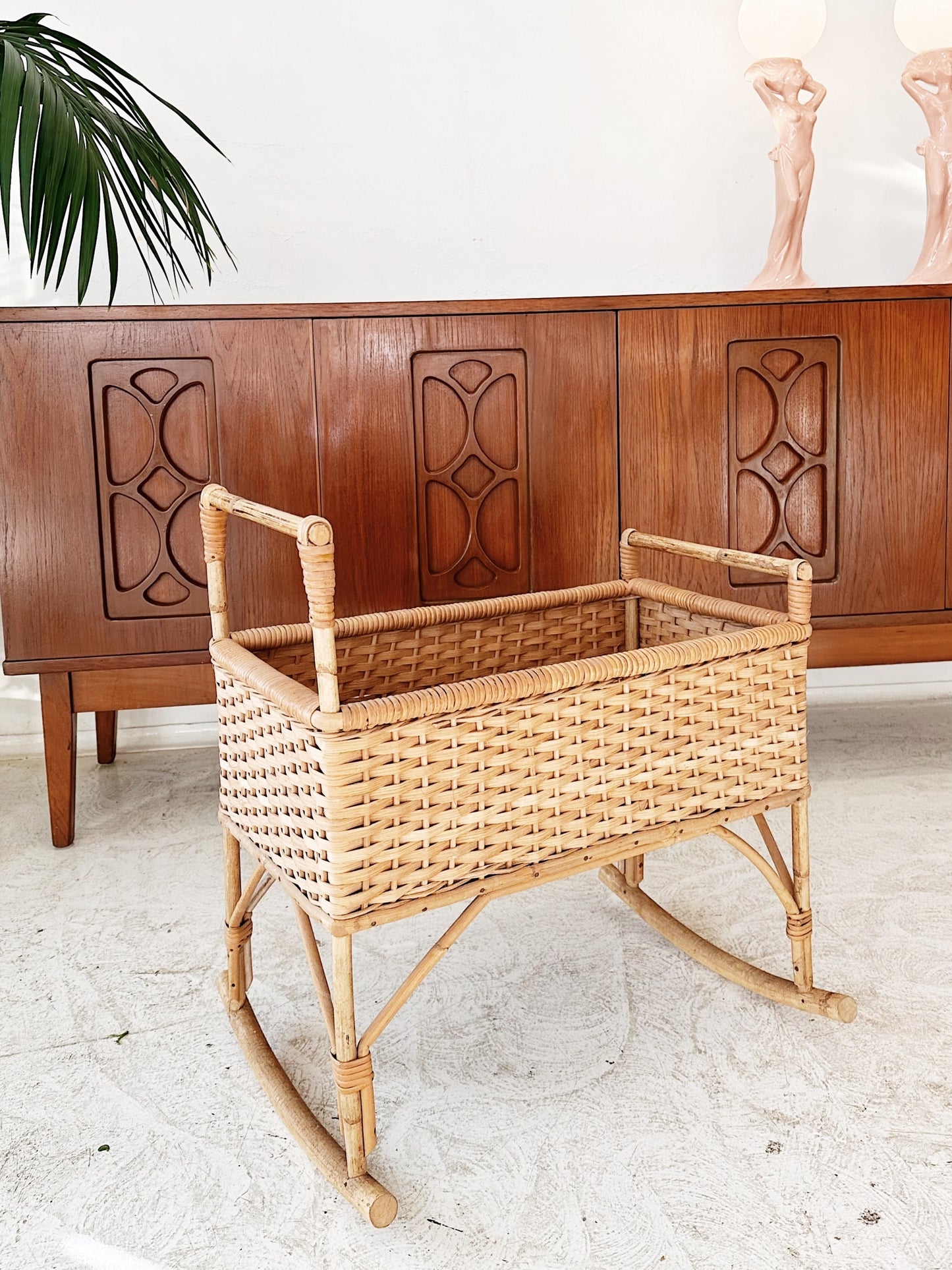 Vintage Rattan Baby Doll Rocker