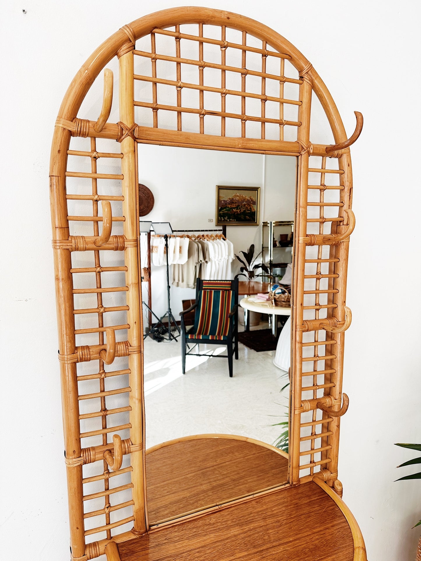 Vintage Rattan Hall Stand
