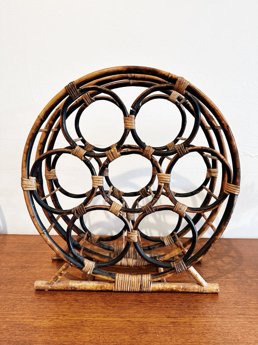 Vintage Rattan Round & Round Wine Rack
