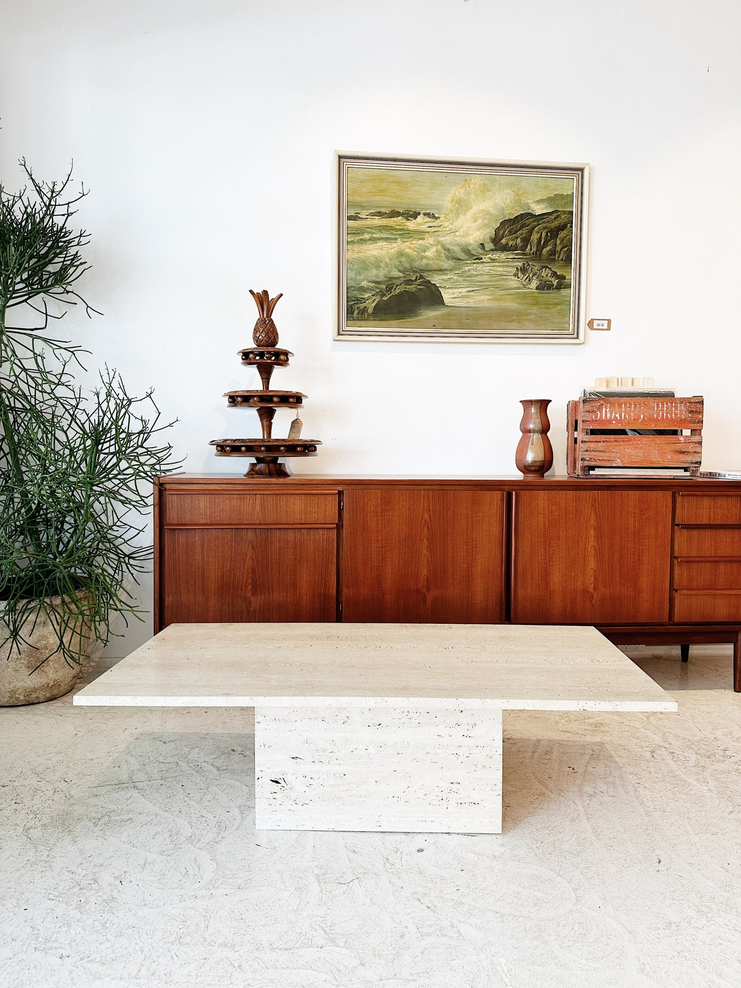 Vintage Unfilled Travertine Coffee Table