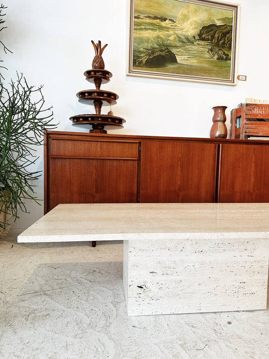 Vintage Unfilled Travertine Coffee Table
